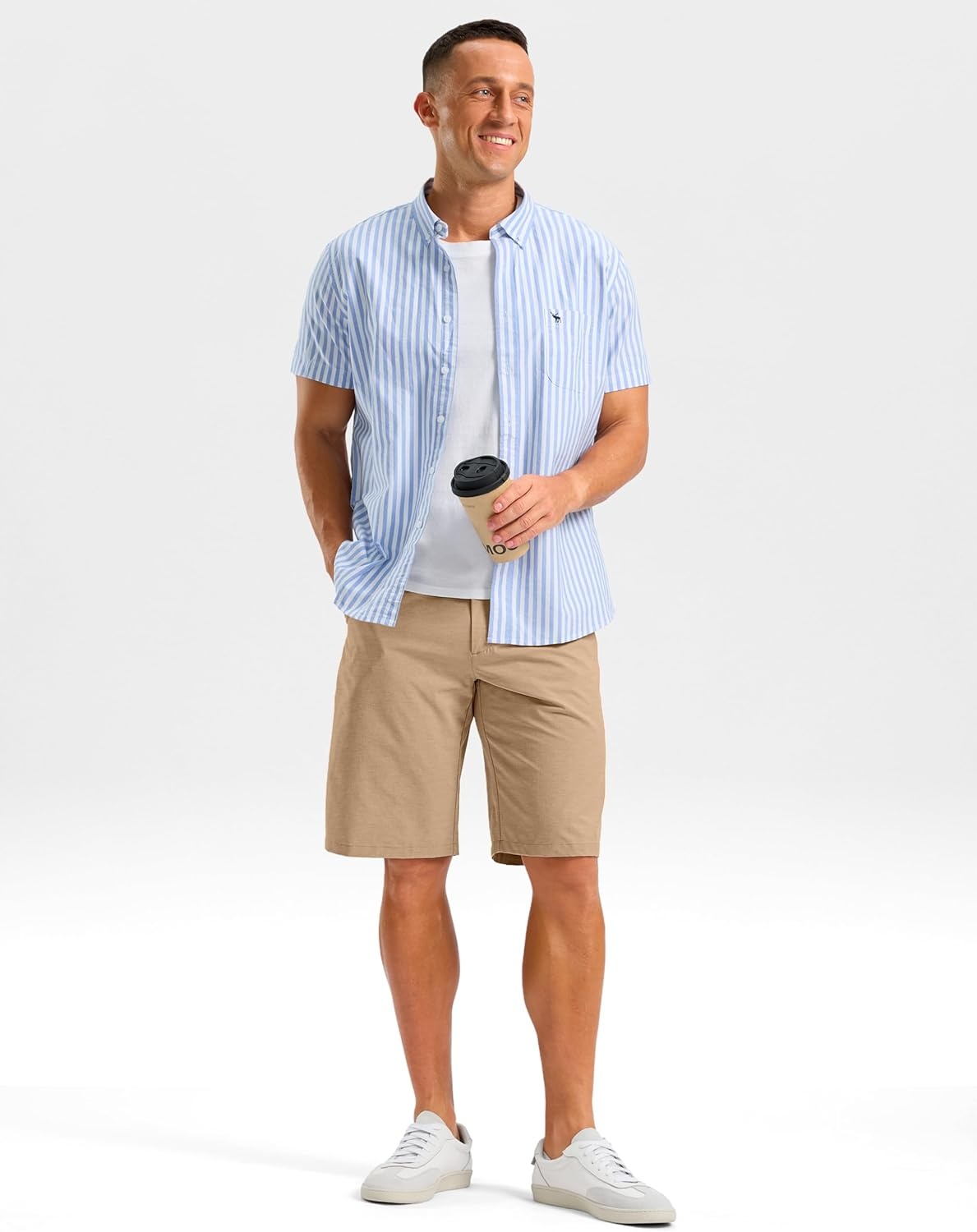imageG Gradual Mens Shorts 11 Lightweight Casual Shorts for Men with 3 Pockets Summer Quick Dry Breathable Golf ShortsHeather KhakiXL