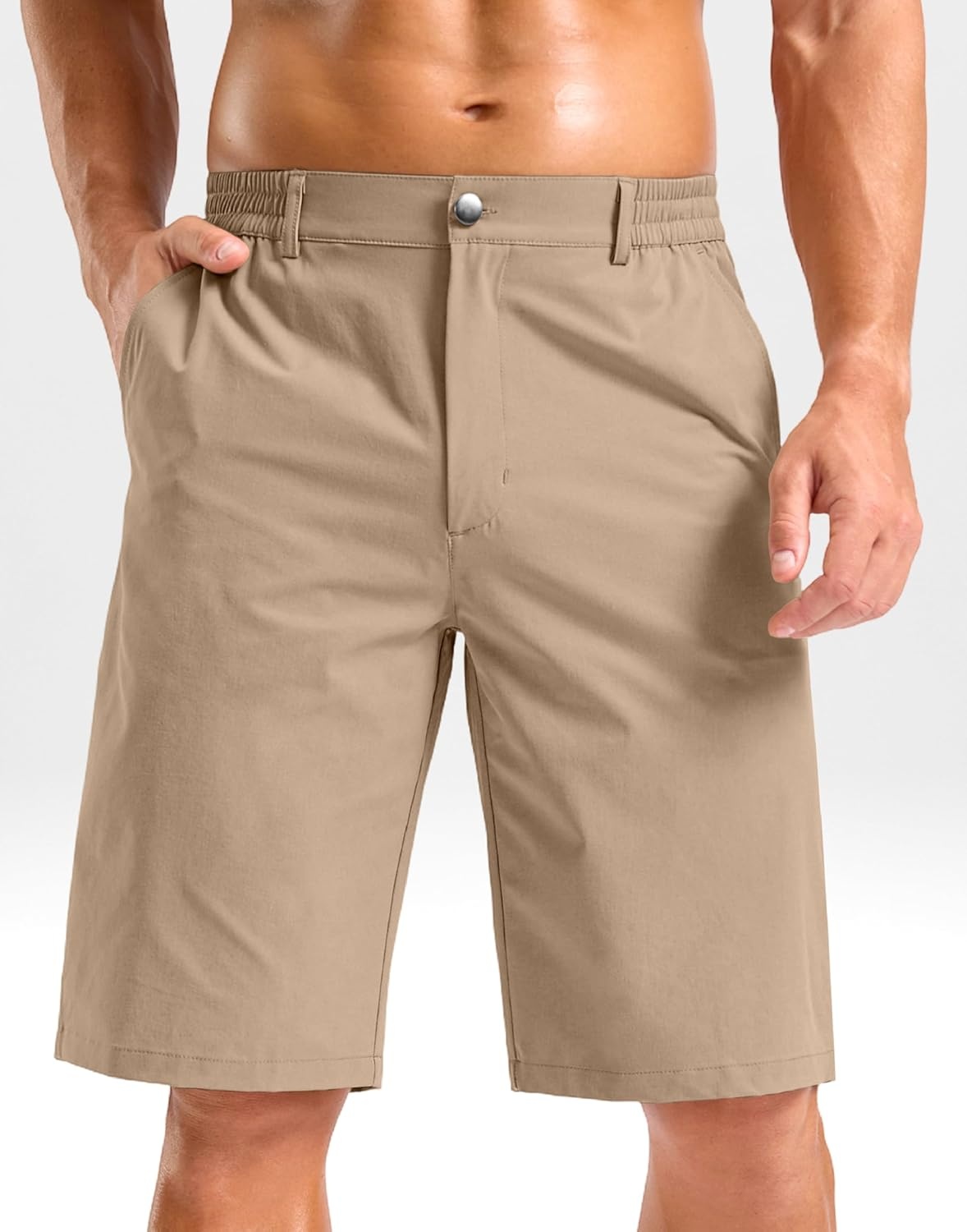 imageG Gradual Mens Shorts 11 Lightweight Casual Shorts for Men with 3 Pockets Summer Quick Dry Breathable Golf ShortsHeather KhakiXL