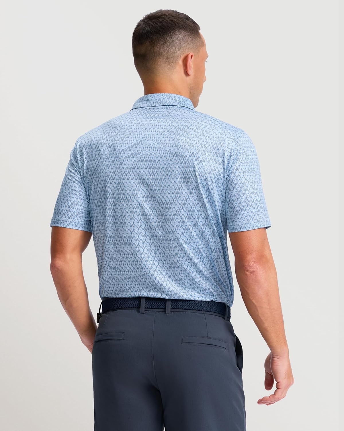 imageMens Golf Shirts Dry Fit Performance Moisture Wicking Breathable Casual Micro Print Short Sleeve PoloBlue Flower
