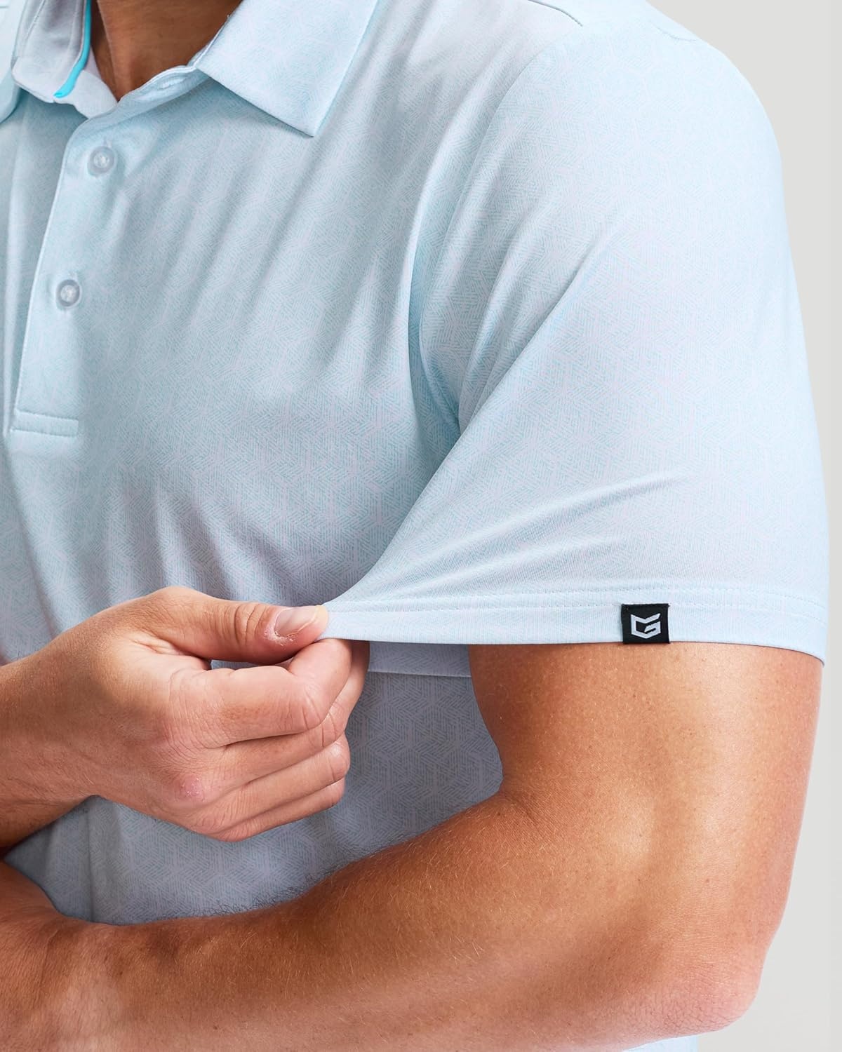 imageMens Golf Shirts Dry Fit Performance Moisture Wicking Breathable Casual Micro Print Short Sleeve PoloBlue Hexagon