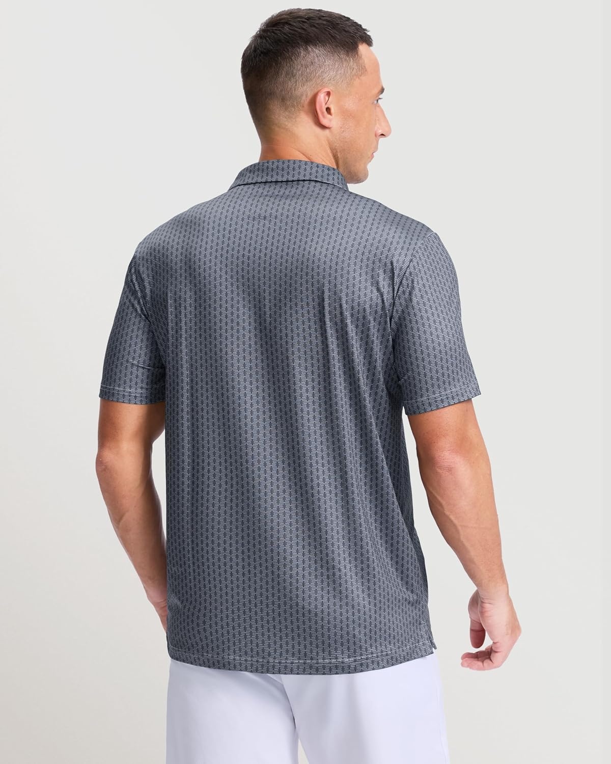 imageMens Golf Shirts Dry Fit Performance Moisture Wicking Breathable Casual Micro Print Short Sleeve PoloDeep Grey Texture