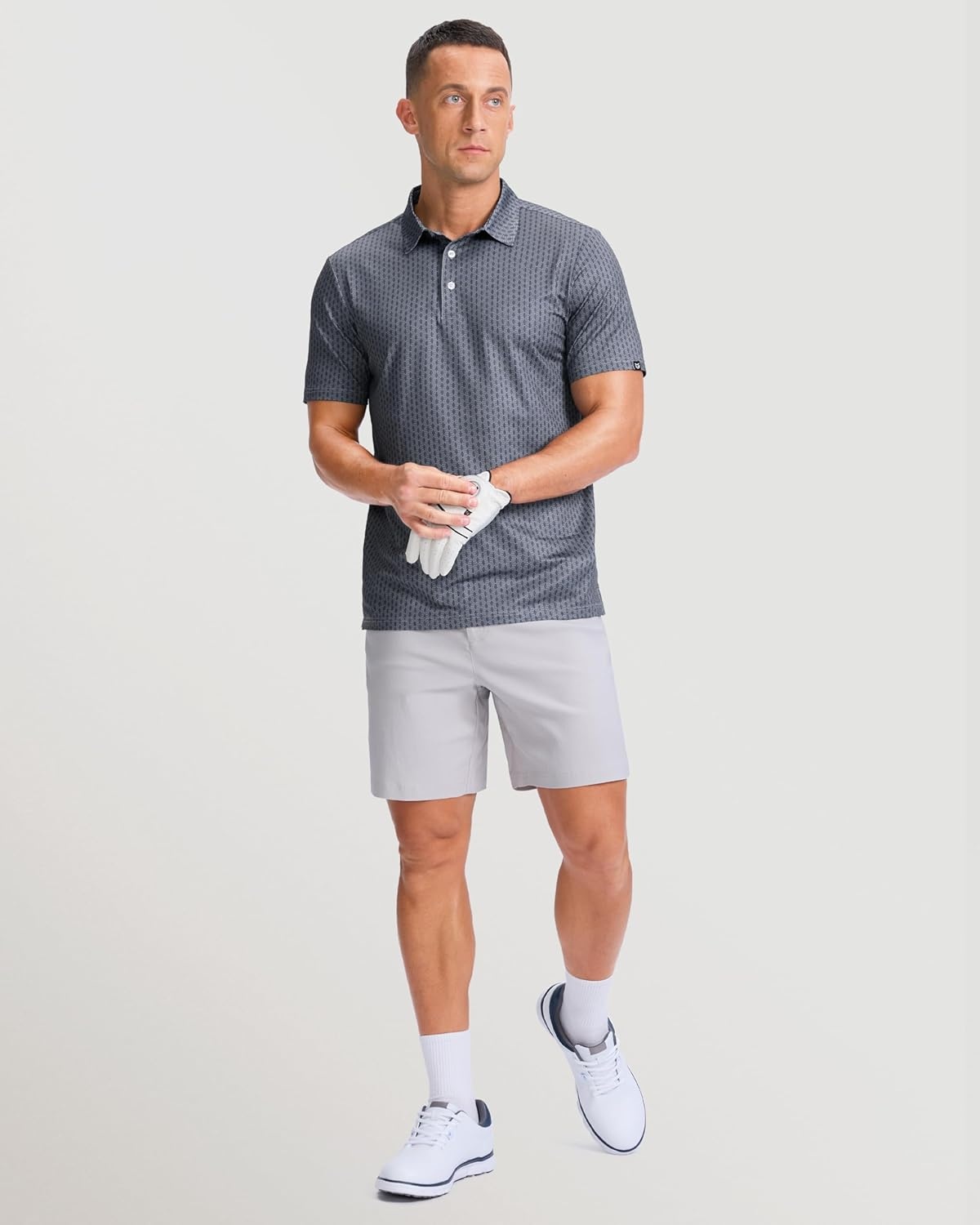 imageMens Golf Shirts Dry Fit Performance Moisture Wicking Breathable Casual Micro Print Short Sleeve PoloDeep Grey Texture