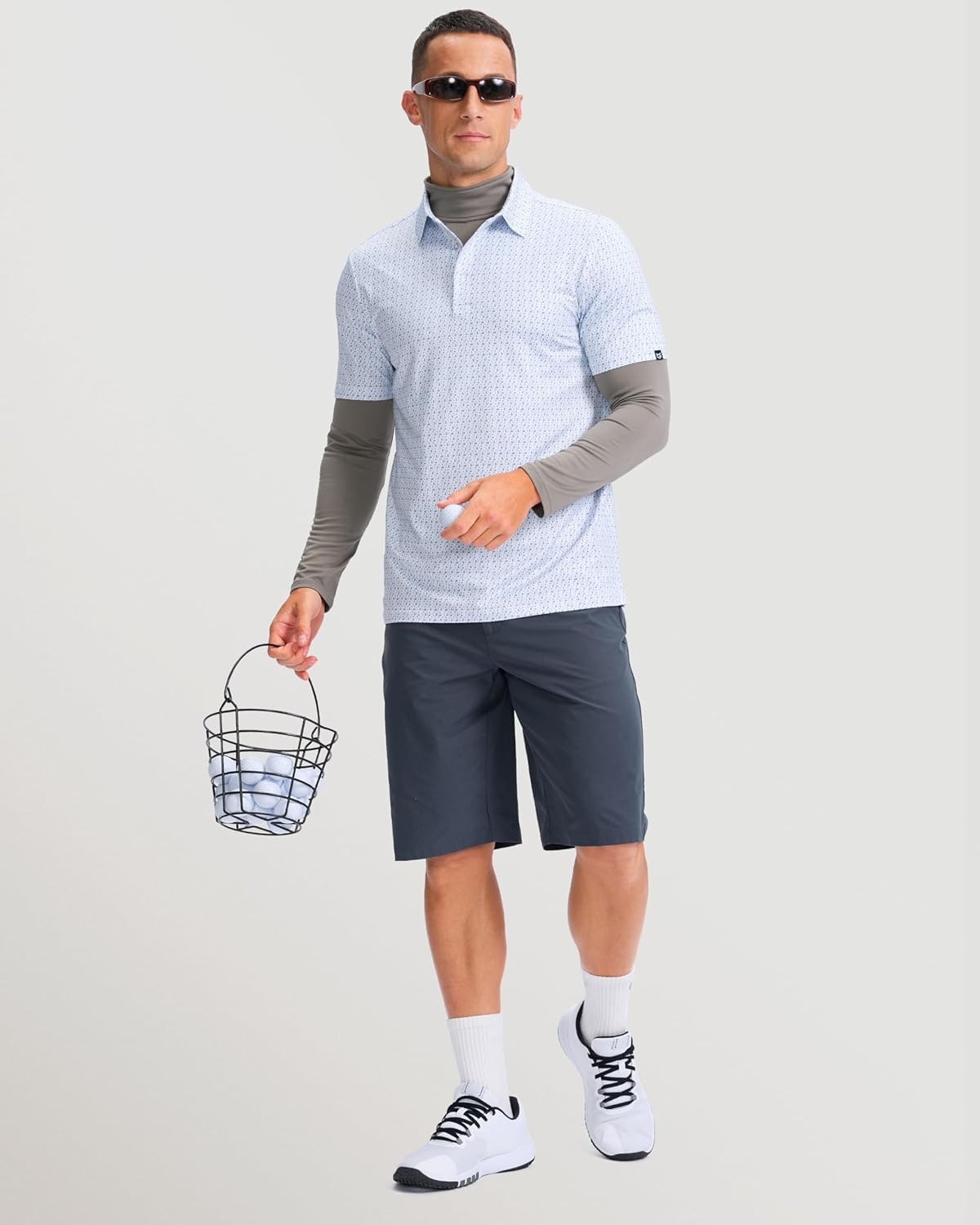 imageMens Golf Shirts Dry Fit Performance Moisture Wicking Breathable Casual Micro Print Short Sleeve PoloGolf Pattern