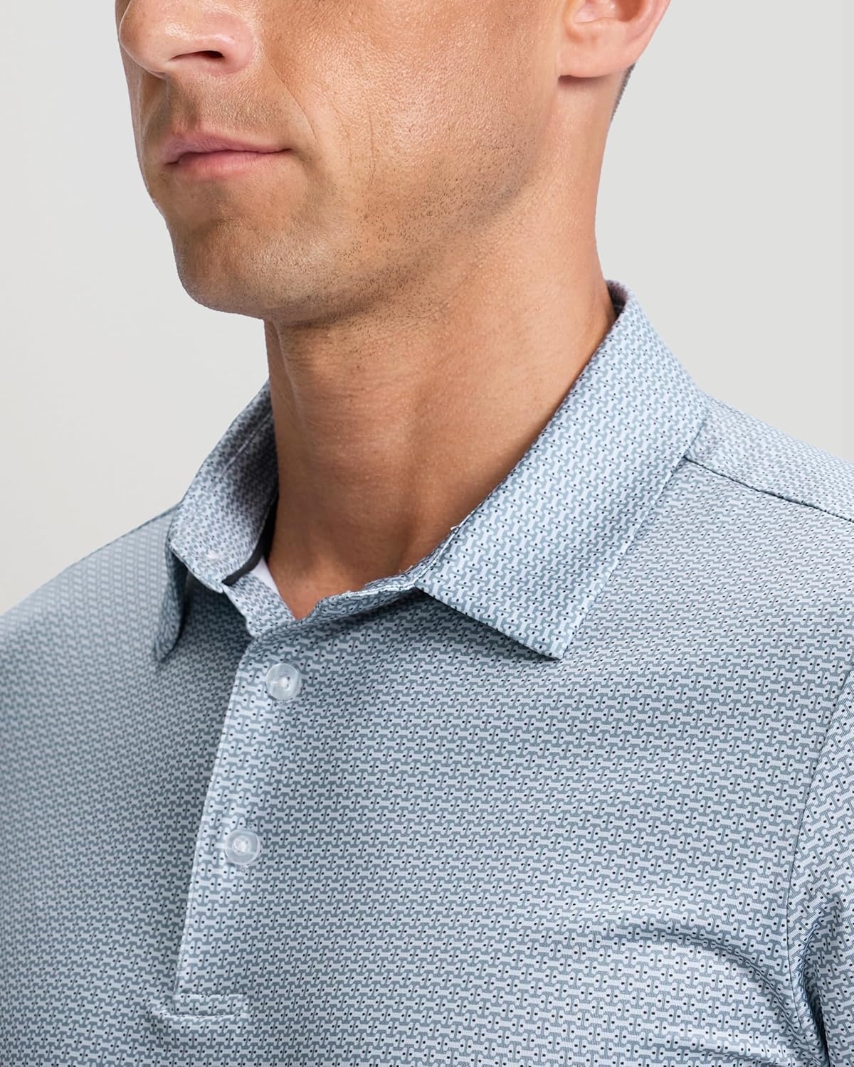 imageMens Golf Shirts Dry Fit Performance Moisture Wicking Breathable Casual Micro Print Short Sleeve PoloMini Dumbbell