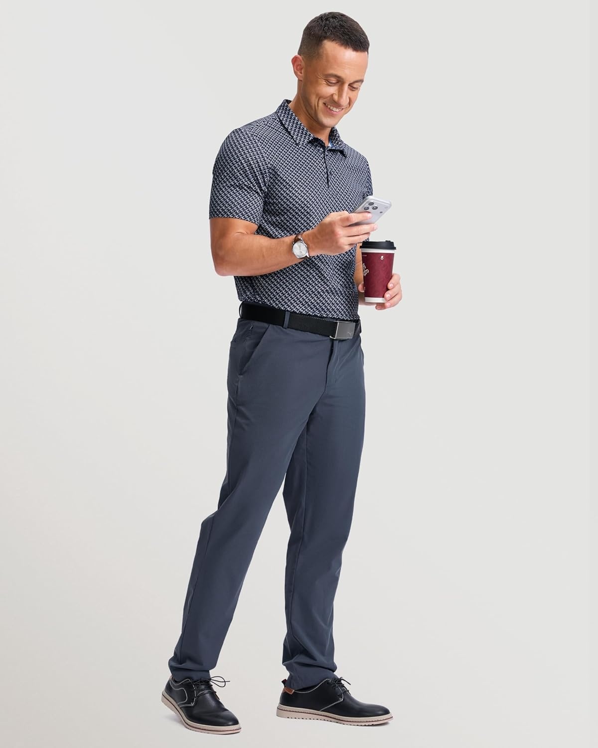 imageMens Golf Shirts Dry Fit Performance Moisture Wicking Breathable Casual Micro Print Short Sleeve PoloMini Rocket