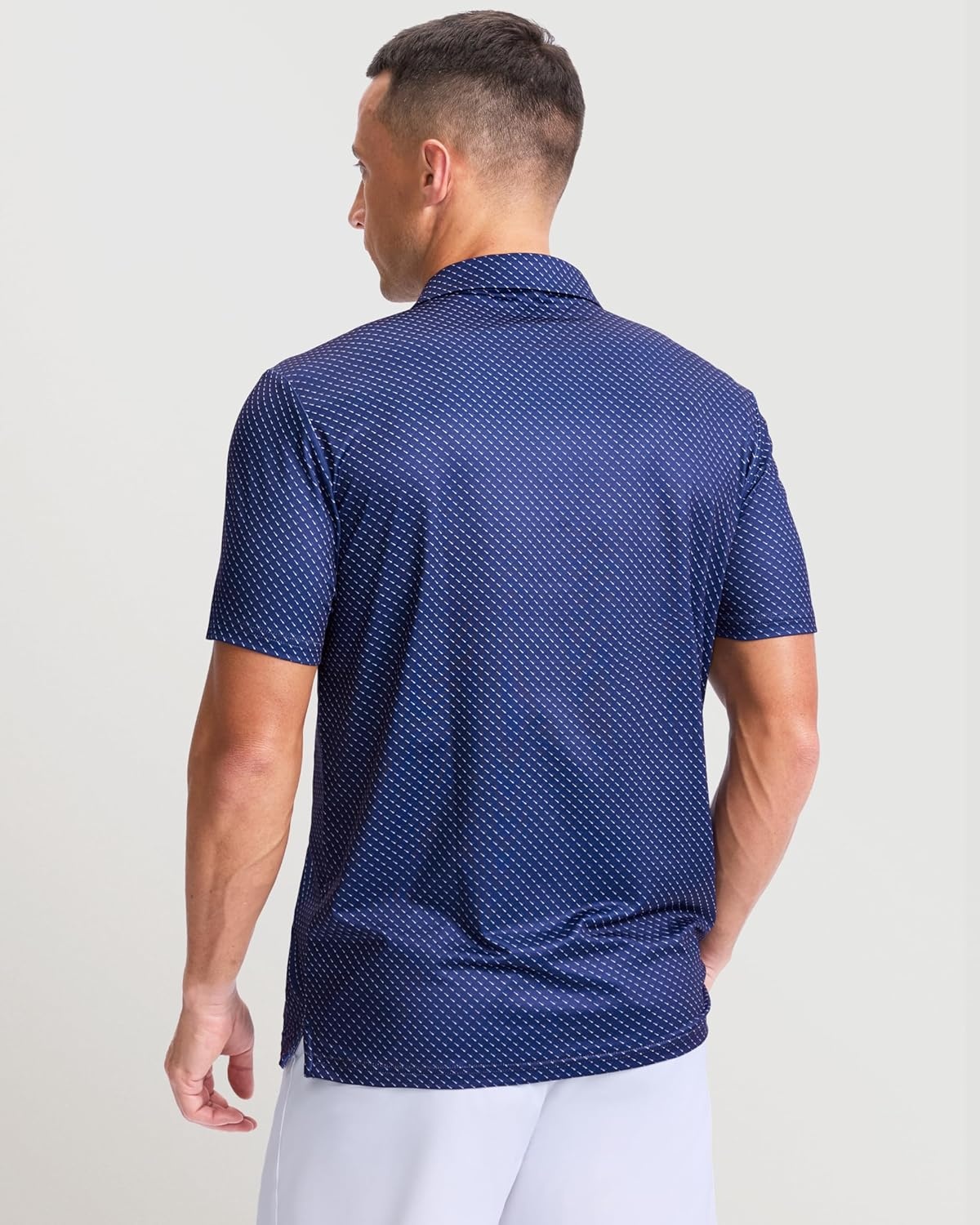 imageMens Golf Shirts Dry Fit Performance Moisture Wicking Breathable Casual Micro Print Short Sleeve PoloNavy Rocket