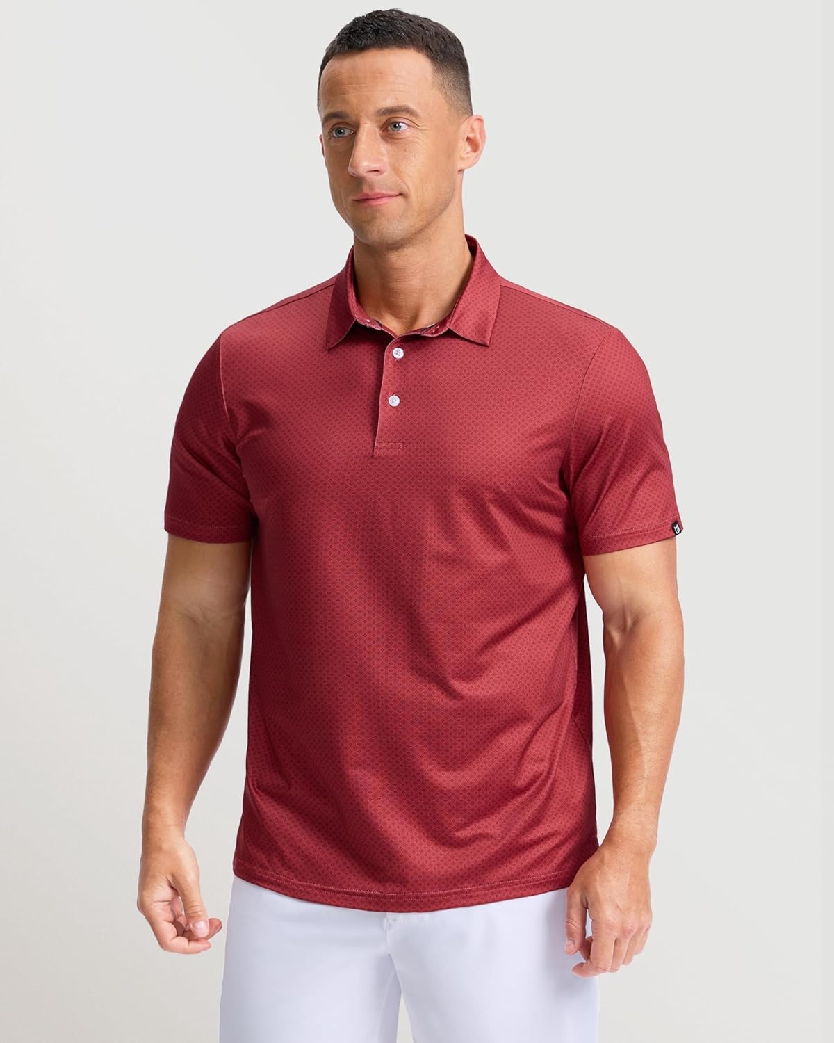 imageMens Golf Shirts Dry Fit Performance Moisture Wicking Breathable Casual Micro Print Short Sleeve PoloSmall Square