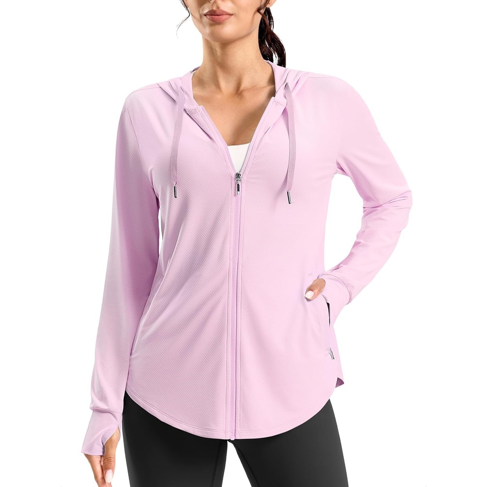 imageG Gradual Womens Sun Protection Jackets Lightweight Zip Up Hoodies 4 Pockets UPF 50 Sun Shirt Hiking Beach Athletic WorkoutPink