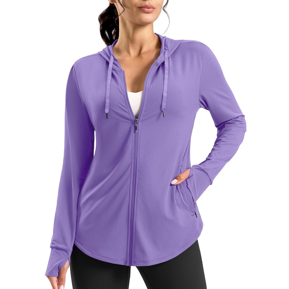 imageG Gradual Womens Sun Protection Jackets Lightweight Zip Up Hoodies 4 Pockets UPF 50 Sun Shirt Hiking Beach Athletic WorkoutPurple
