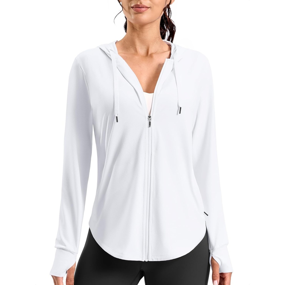imageG Gradual Womens Sun Protection Jackets Lightweight Zip Up Hoodies 4 Pockets UPF 50 Sun Shirt Hiking Beach Athletic WorkoutWhite