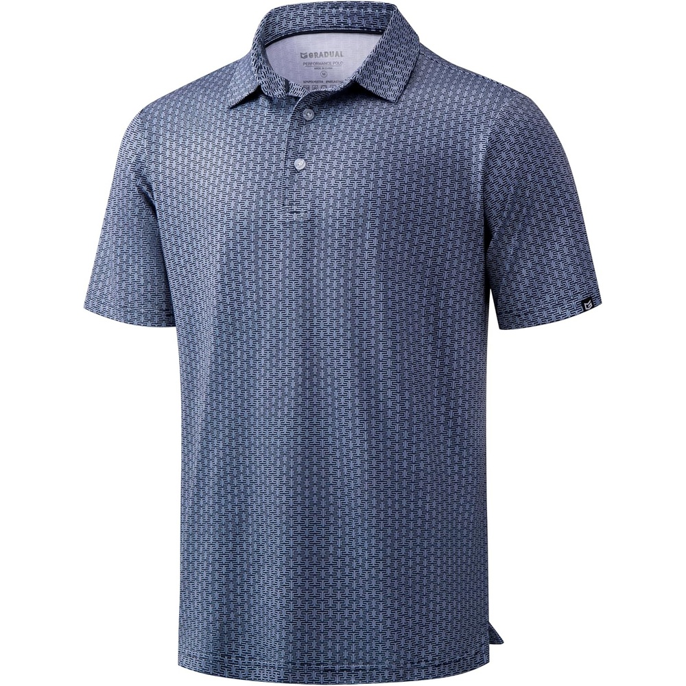 imageMens Golf Shirts Dry Fit Performance Moisture Wicking Breathable Casual Micro Print Short Sleeve PoloBlue Texture