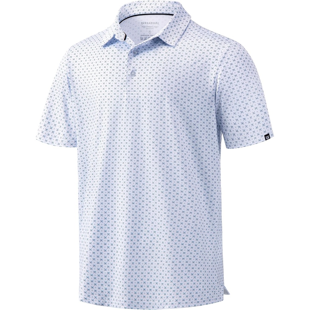 imageMens Golf Shirts Dry Fit Performance Moisture Wicking Breathable Casual Micro Print Short Sleeve PoloGolf Clubs