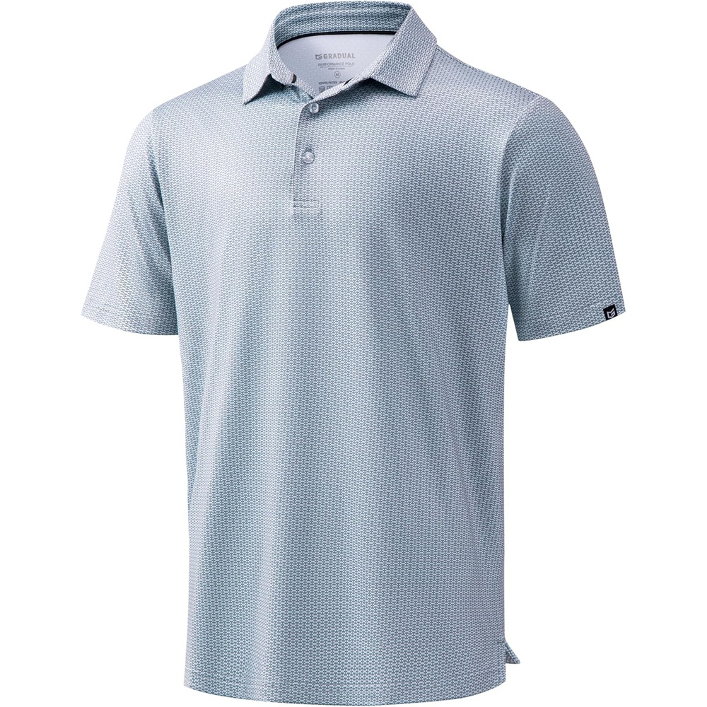 imageMens Golf Shirts Dry Fit Performance Moisture Wicking Breathable Casual Micro Print Short Sleeve PoloMini Dumbbell
