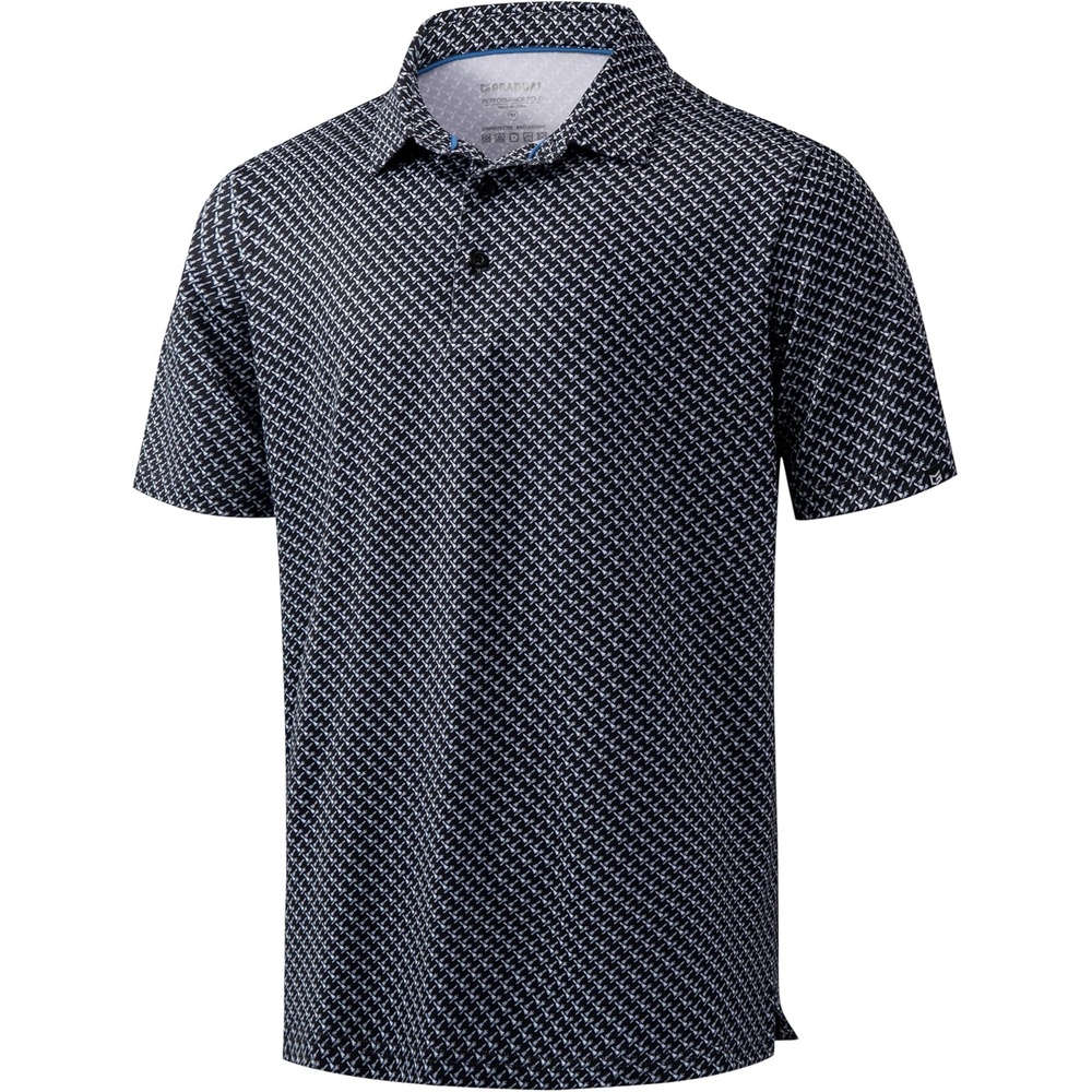 imageMens Golf Shirts Dry Fit Performance Moisture Wicking Breathable Casual Micro Print Short Sleeve PoloMini Rocket