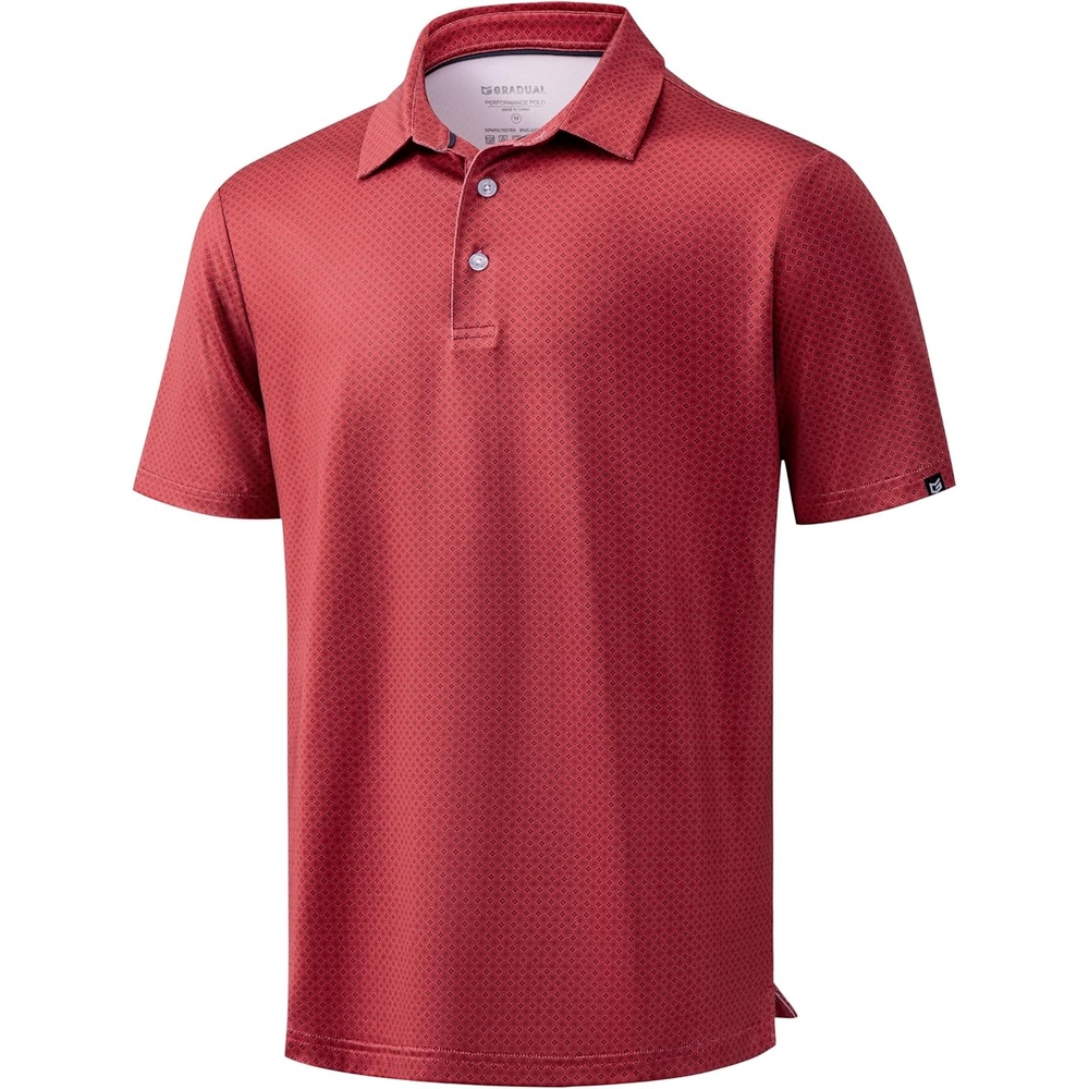 imageMens Golf Shirts Dry Fit Performance Moisture Wicking Breathable Casual Micro Print Short Sleeve PoloSmall Square