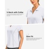 G Gradual Polo Shirts for Women Short Sleeve Golf Shirts V Neck Collared Top Cooling Lightweight UPF 50+ Tennis Work Dry Fit(A-white)