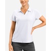 G Gradual Polo Shirts for Women Short Sleeve Golf Shirts V Neck Collared Top Cooling Lightweight UPF 50+ Tennis Work Dry Fit(A-white)