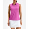 G Gradual Women’s Golf Shirt Racerback Tank Zip Up Athletic Sleeveless Top Tennis Pickleball Cooling Polo Shirts Lightweight, Heather Rose, Large