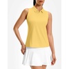 G Gradual Women’s Golf Shirt Racerback Tank Zip Up Athletic Sleeveless Top Tennis Pickleball Cooling Polo Shirts Lightweight, Heather Yellow, Small