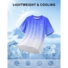 Men’s Athletic Running Shirts Dry Fit Moisture Wicking Workout Gym T-Shirts Short Sleeve Cooling Tee Tops for Men(A-blue/White Gradient)