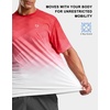 Men’s Athletic Running Shirts Dry Fit Moisture Wicking Workout Gym T-Shirts Short Sleeve Cooling Tee Tops for Men(A-red/White Gradient)