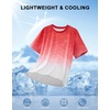 Men’s Athletic Running Shirts Dry Fit Moisture Wicking Workout Gym T-Shirts Short Sleeve Cooling Tee Tops for Men(A-red/White Gradient)