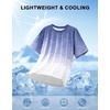 Men’s Athletic Running Shirts Dry Fit Moisture Wicking Workout Gym T-Shirts Short Sleeve Cooling Tee Tops for Men(A-slate/White Gradient)