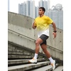 Men’s Athletic Running Shirts Dry Fit Moisture Wicking Workout Gym T-Shirts Short Sleeve Cooling Tee Tops for Men(Yellow/White Gradient)