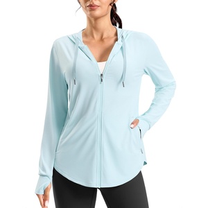 G Gradual Women’s Sun Protection Jackets Lightweight Zip Up Hoodies 4 Pockets UPF 50+ Sun Shirt Hiking Beach Athletic Workout(Light Blue)