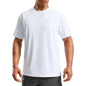 Men’s Athletic Running Shirts Dry Fit Moisture Wicking Workout Gym T-Shirts Short Sleeve Cooling Tee Tops for Men(White)