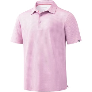 Men’s Golf Shirts Dry Fit Performance Moisture Wicking Breathable Casual Micro Print Short Sleeve Polo(Mini Dumbbell 2)