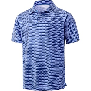 Men’s Golf Shirts Dry Fit Performance Moisture Wicking Breathable Casual Micro Print Short Sleeve Polo(Wavy Floral)
