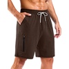 G Gradual Men’s 7″ Athletic Sweat Shorts with Zipper Pockets Soft Elastic Waist Lounge Workout Gym Shorts for Men(Dark Brown Heather)