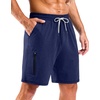 G Gradual Men’s 7″ Athletic Sweat Shorts with Zipper Pockets Soft Elastic Waist Lounge Workout Gym Shorts for Men(Navy Heather)