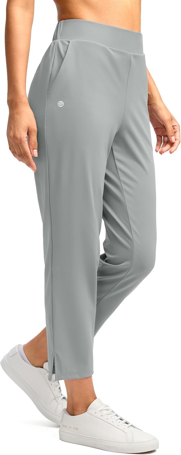 image:imageG Gradual Womens Pants Ankle 78 Golf Pants 3 Pockets Stretchy Travel Pants Inner Drawstring for Work Business CasualBright Grey