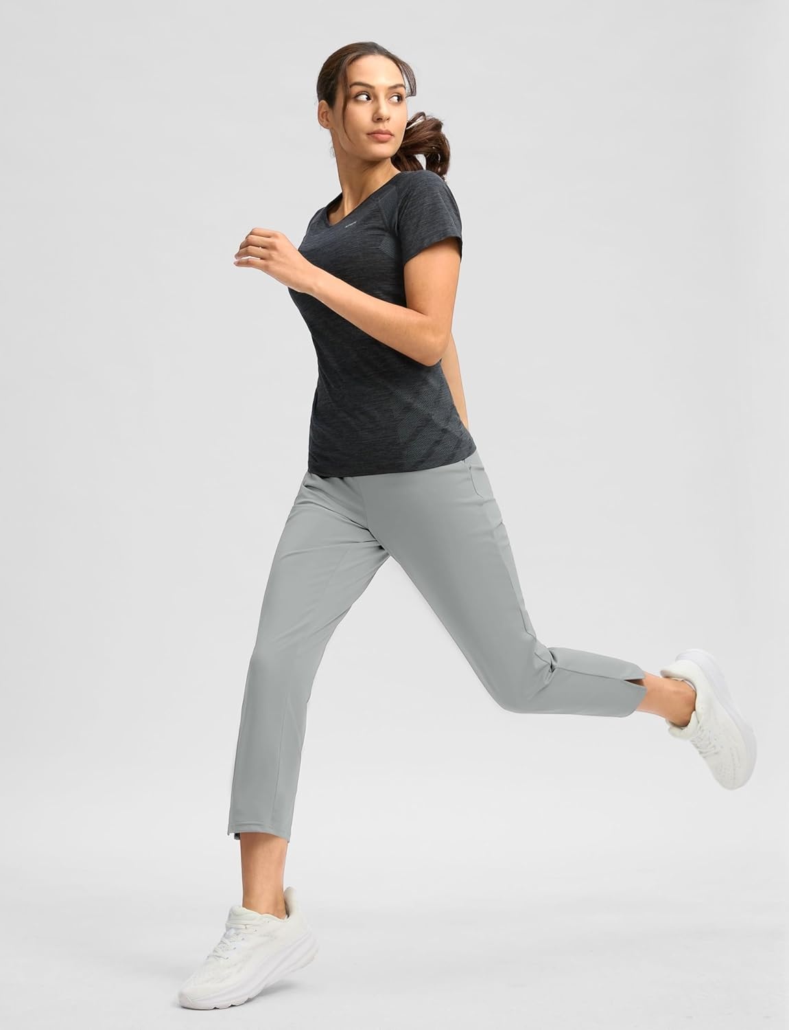 image:imageG Gradual Womens Pants Ankle 78 Golf Pants 3 Pockets Stretchy Travel Pants Inner Drawstring for Work Business CasualBright Grey