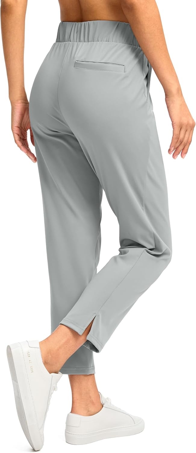 image:imageG Gradual Womens Pants Ankle 78 Golf Pants 3 Pockets Stretchy Travel Pants Inner Drawstring for Work Business CasualBright Grey