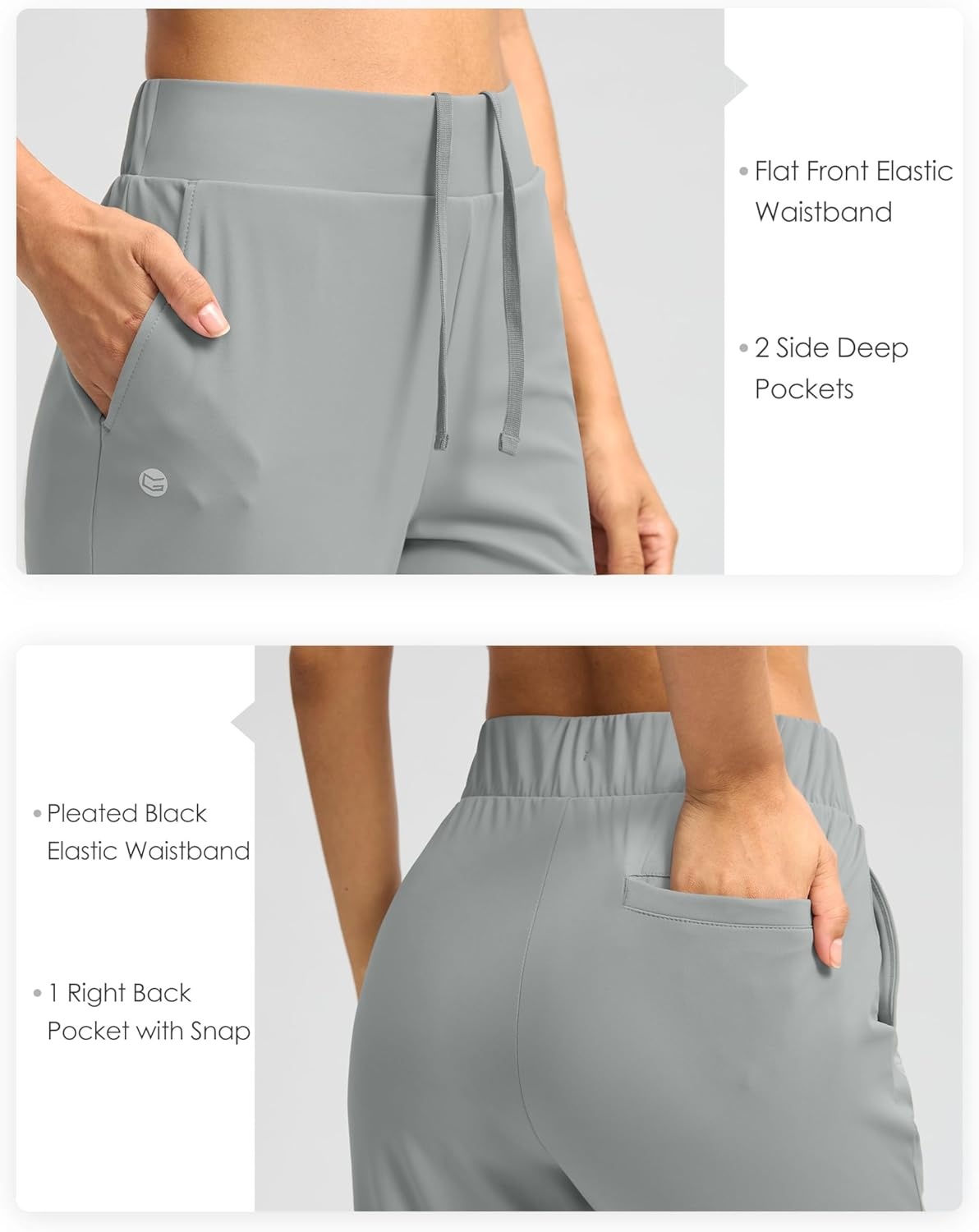 image:imageG Gradual Womens Pants Ankle 78 Golf Pants 3 Pockets Stretchy Travel Pants Inner Drawstring for Work Business CasualBright Grey