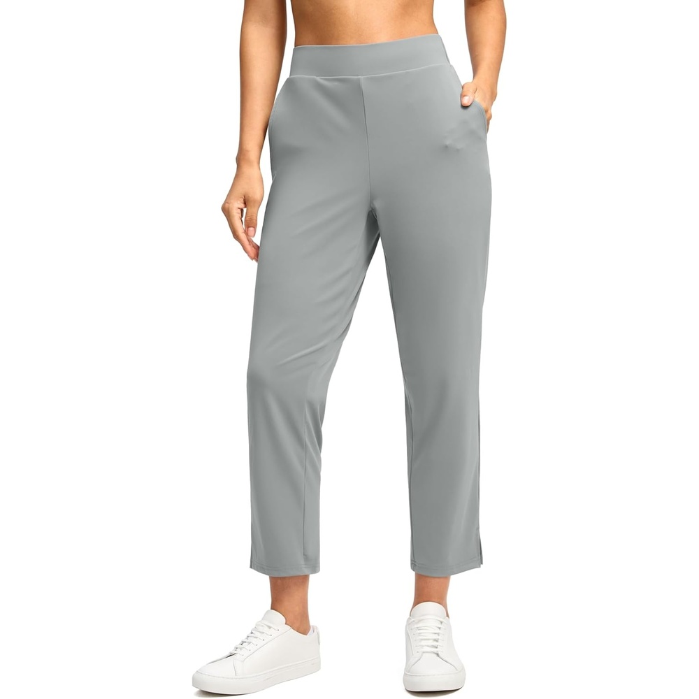 image:imageG Gradual Womens Pants Ankle 78 Golf Pants 3 Pockets Stretchy Travel Pants Inner Drawstring for Work Business CasualBright Grey