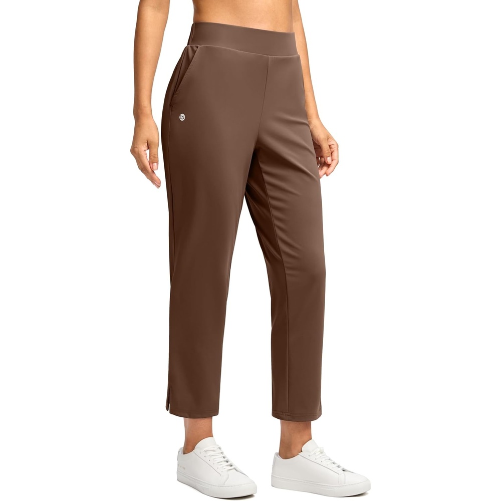 image:imageG Gradual Womens Pants Ankle 78 Golf Pants 3 Pockets Stretchy Travel Pants Inner Drawstring for Work Business CasualBrown