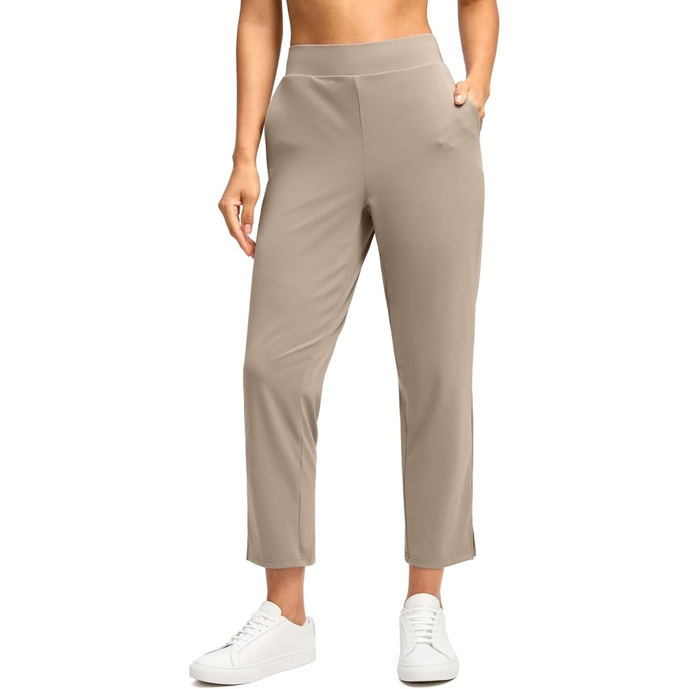 image:imageG Gradual Womens Pants Ankle 78 Golf Pants 3 Pockets Stretchy Travel Pants Inner Drawstring for Work Business CasualDark Khaki