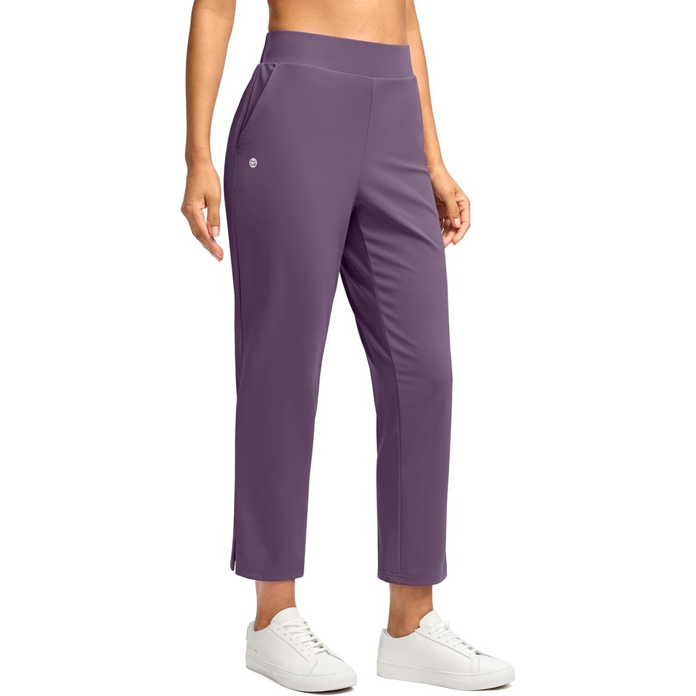 image:imageG Gradual Womens Pants Ankle 78 Golf Pants 3 Pockets Stretchy Travel Pants Inner Drawstring for Work Business CasualDark Purple