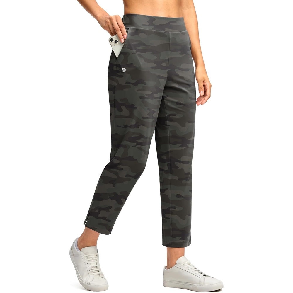image:imageG Gradual Womens Pants Ankle 78 Golf Pants 3 Pockets Stretchy Travel Pants Inner Drawstring for Work Business CasualGreen Camo