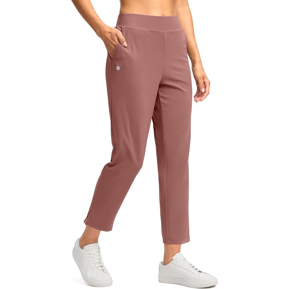 image:imageG Gradual Womens Pants Ankle 78 Golf Pants 3 Pockets Stretchy Travel Pants Inner Drawstring for Work Business CasualMauve Pink
