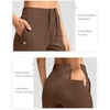 G Gradual Women’s Pants Ankle 7/8 Golf Pants 3 Pockets Stretchy Travel Pants Inner Drawstring for Work Business Casual(Brown)