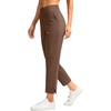 G Gradual Women’s Pants Ankle 7/8 Golf Pants 3 Pockets Stretchy Travel Pants Inner Drawstring for Work Business Casual(Brown)
