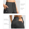 G Gradual Women’s Pants Ankle 7/8 Golf Pants 3 Pockets Stretchy Travel Pants Inner Drawstring for Work Business Casual(Dark Grey)