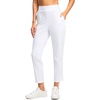 G Gradual Women’s Pants Ankle 7/8 Golf Pants 3 Pockets Stretchy Travel Pants Inner Drawstring for Work Business Casual(White)