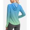 G Gradual Women’s UPF 50+ Sun Protection Hoodie Jacket Lightweight Zip Up Jackets Long Sleeve Shirts for Women Hiking Outdoor(Green/Yellow Gradient)