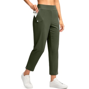 G Gradual Women’s Pants Ankle 7/8 Golf Pants 3 Pockets Stretchy Travel Pants Inner Drawstring for Work Business Casual(Army Green)